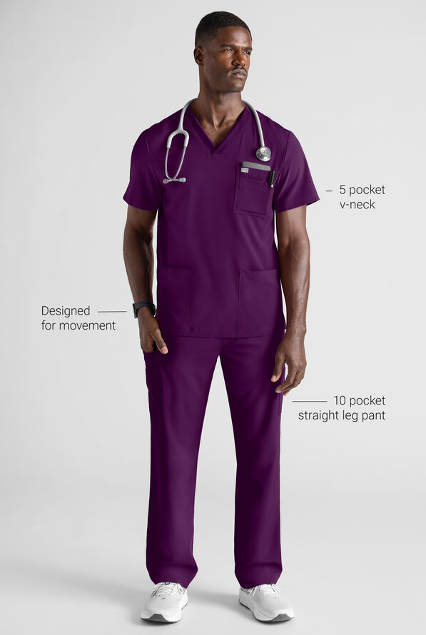 Easy STRETCH Men's Scrub Set - Eggplant - 2