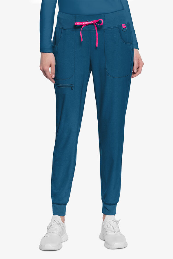 Med Couture Amp Women's 6-Pocket STRETCH Jogger Scrub Pant - Caribbean Blue - 1