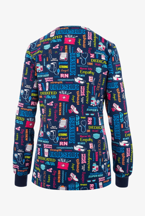 Cherokee Genuine Scrub Life 2Pocket Print Scrub Jacket, Stretch Scrubs