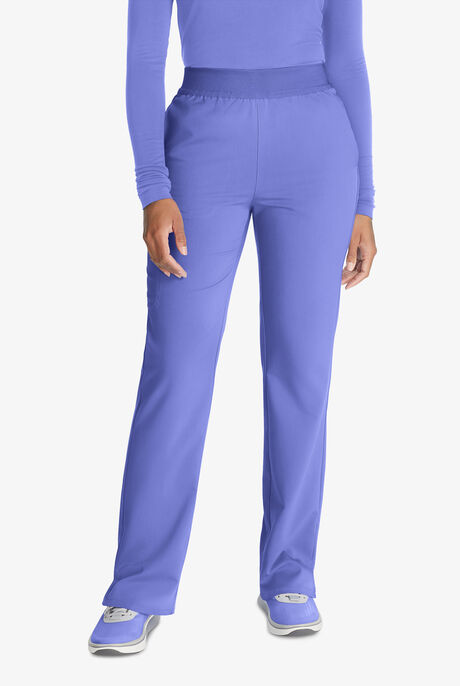 Cherokee Atmos Women's 5-Pocket STRETCH Coolmax Textured Elastic Waistband Cargo Scrub Pants