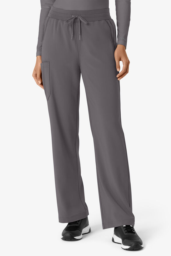 Pantalón médico Carhartt Cross-Flex Force STRETCH de corte acampanado estilo cargo con cordón convertible y 6 bolsillos para mujer - Pewter - 1