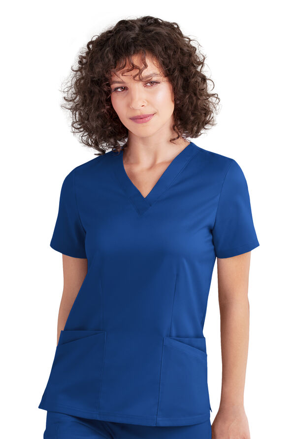 Strictly Scrubs Women's 4- Pocket V-Neck Scrub Top - Royal - 2