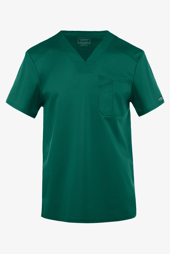 Cherokee Workwear Revolution Men's 1-Pocket STRETCH V-Neck Scrub Top - Hunter - 1