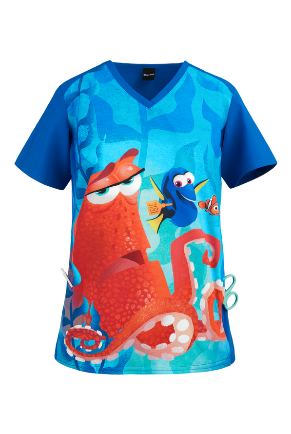 Cherokee Tooniforms HankTastic VNeck Print Scrub Top, Disney Scrubs