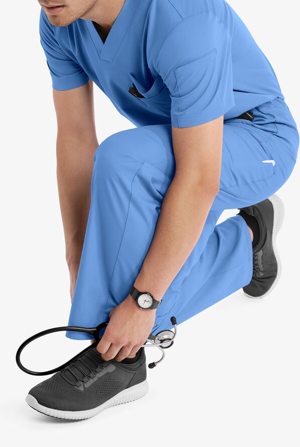 Pantal&oacute;n m&eacute;dico unisex Butter-Soft Core by UA&trade; estilo cargo con cord&oacute;n y 4 bolsillos - Nuevo y Mejorado - Ceil Blue - 4