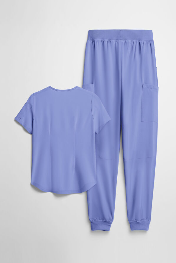 Easy STRETCH Women's 10-Pocket Scrub Set - Ceil Blue - 2
