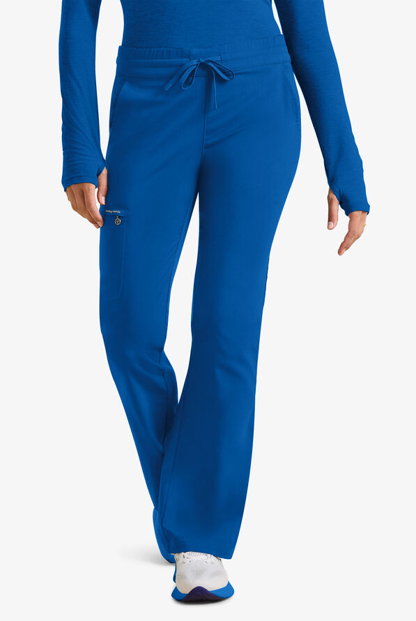 Healing Hands Purple Label Women's 6-Pocket STRETCH Flare Leg Drawstring Scrub Pants - Royal - 1
