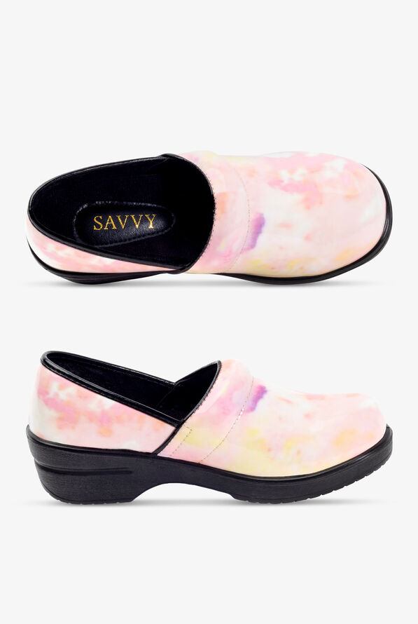 Savvy Women's Brandy Peace Tie Dye Patent Leather Nursing Clogs - null - 1