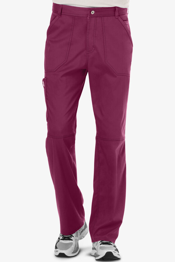 Cherokee Workwear Revolution Men's 7-Pocket STRETCH Cargo Scrub Pants - Wine - 1