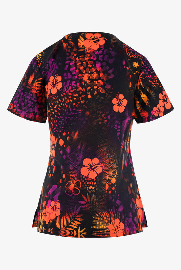 Tooniforms Ohana Means Family Lilo and Stitch Women's 3-Pocket V-Neck Print Scrub Top - null - 2