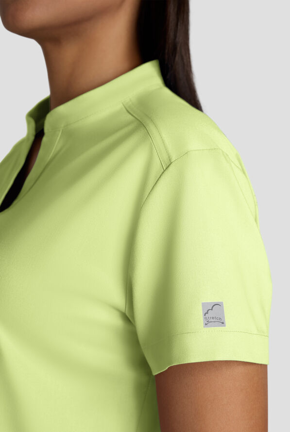 Blusa m&eacute;dica holgada Butter-Soft STRETCH FLXTEK estilo Henley con 2 bolsillos para mujer - Cool Matcha - 4