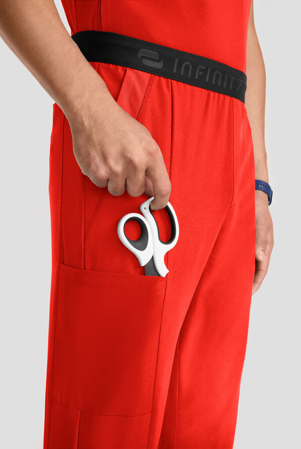 Infinity GNR8 Men's 5-Pocket STRETCH Logo Waistband Straight Leg Cargo Scrub Pant - Firebird - 2
