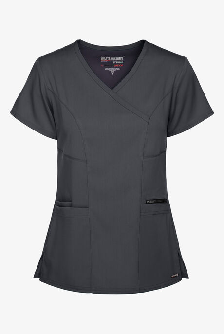 Grey's Anatomy by Barco Spandex STRETCH Kim Women's 3-Pocket Mock Wrap Scrub Top