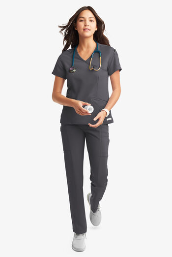 Blusa m&eacute;dica ReSurge by Butter-Soft estilo cruzado con 5 bolsillos para mujer **Ligeramente IRREGULAR**