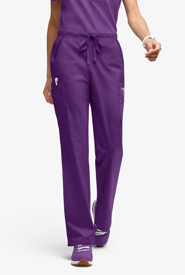 Butter-Soft STRETCH Women’s 10-Pocket Mid Rise Straight Leg Scrub Pant - Eggplant - 1