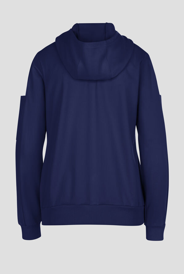 Wink Renew Knit Women's 4-Pocket STRETCH Front Zip Scrub Hoodie Jacket - Navy - 4