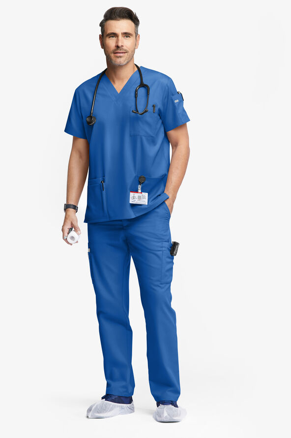 Butter-Soft Originals Men's 9-Pocket Straight Leg Cargo Scrub Pants - Royal - 4