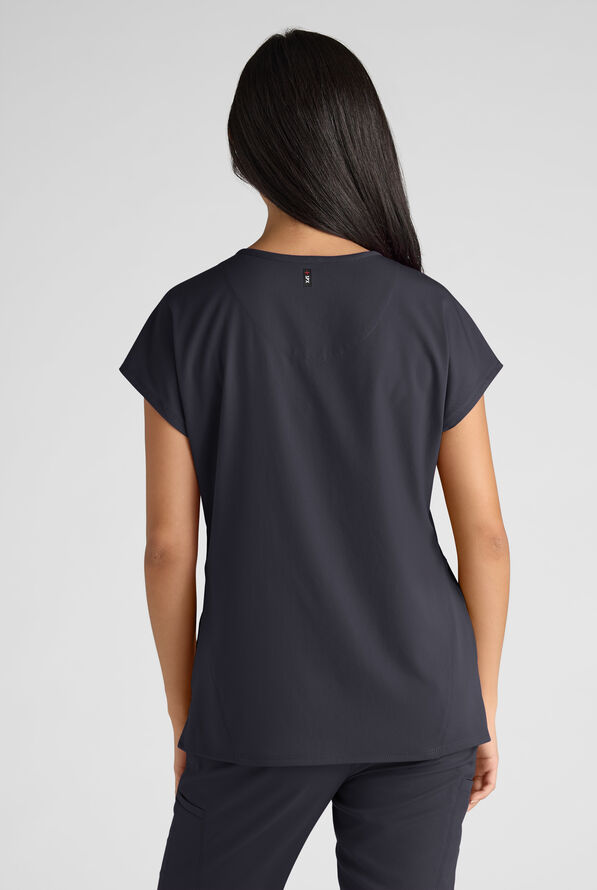 Blusa médica Grey's Anatomy by Barco Emerge Brylyn STRETCH con mangas dolmán y 2 bolsillos para mujer - Steel Gray - 2