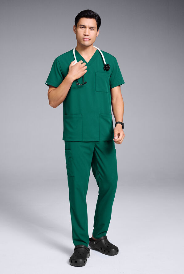 Hypothesis S-R Shift Ready Men's 4-Pocket V-Neck Scrub Top - Hunter - 5