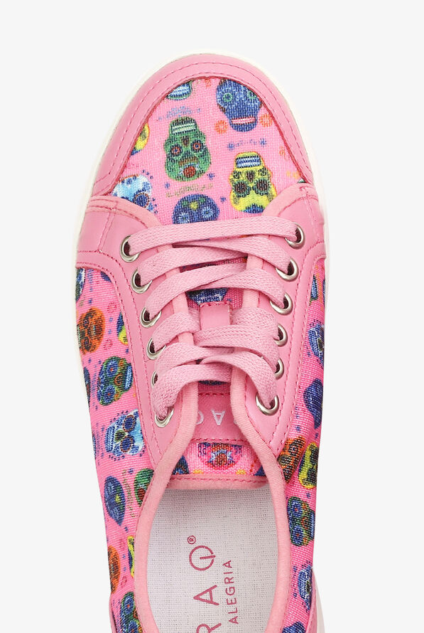 TRAQ by Alegria Women's Sneaq Sugar Skulls Pink Athletic Lace Up Nursing Shoes - null - 2