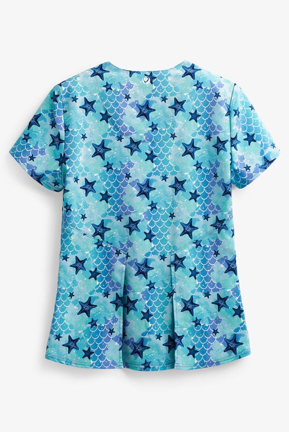 heartsoul Ocean Dream Ariel Women's 3-Pocket V-Neck Print Scrub Top - null - 2