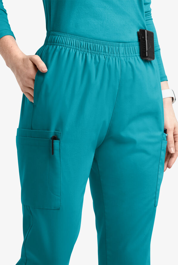Butter-Soft Originals Women's 7-Pocket Tapered Jogger Cargo Scrub Pants - Teal - 2