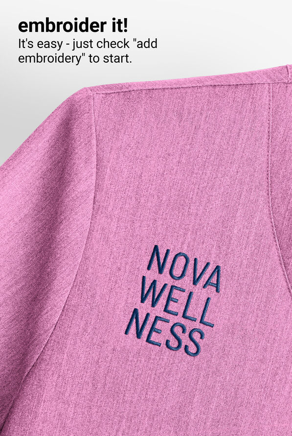 Blusa m&eacute;dica koi Basics Ari STRETCH con cuello mao y 1 bolsillo para mujer exclusiva de UA - Heather Pansy - 4