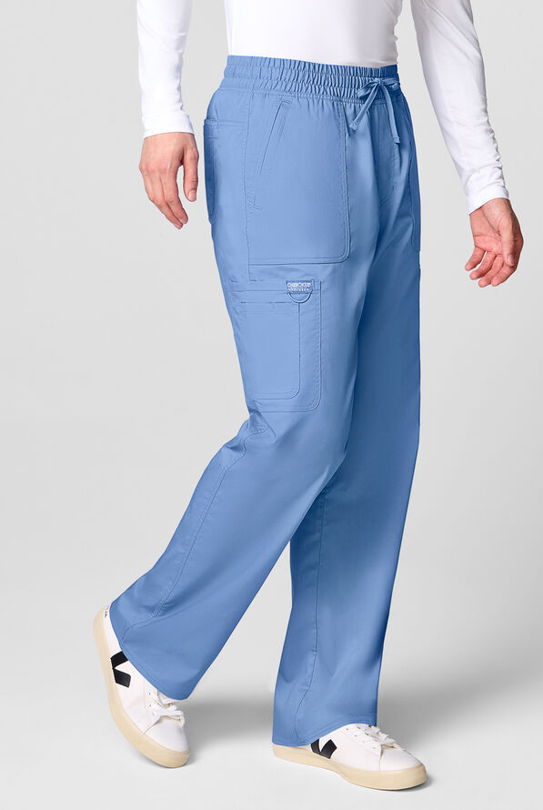 Cherokee Workwear Revolution Men's 12-Pocket STRETCH Drawstring Straight Pants - Ceil Blue - 4