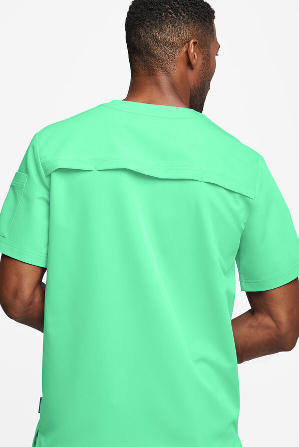 MOVEMENT by Butter-Soft Eclipse Men's 4-Pocket Short Sleeve Henley Scrub Top - Neo Mint - 3