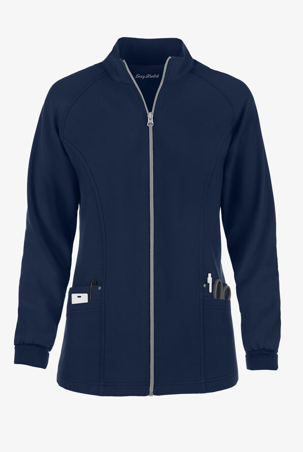 Easy STRETCH Zadie Women's 4-Pocket Raglan Scrub Jacket - Navy - 1