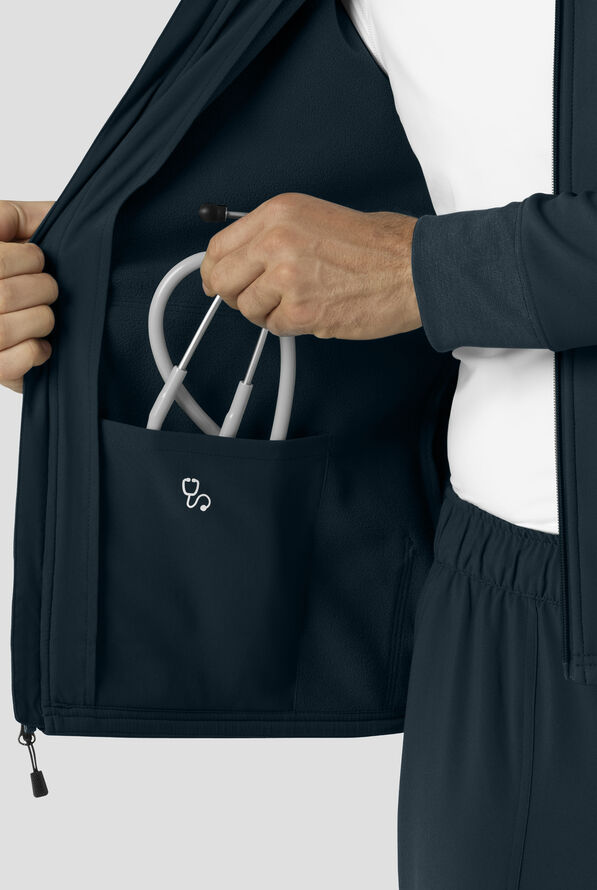 Carhartt Force Rugged Men's 3-Pocket Bonded Fleece Utility Zip Front Hoodie Scrub Jacket - Navy - 4