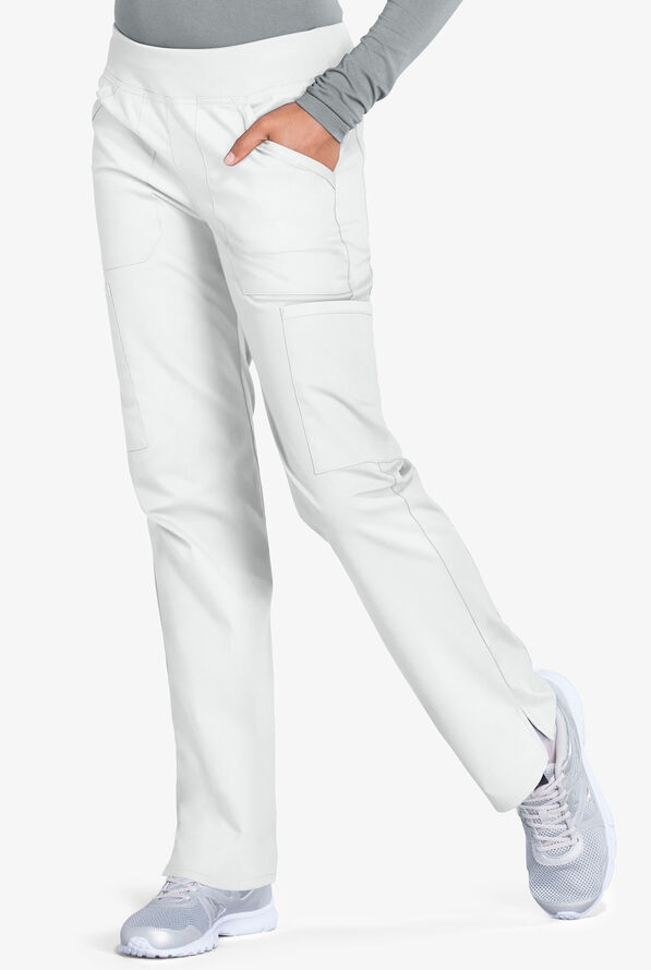 Cherokee Workwear Professionals Women's 6-Pocket STRETCH Pull-On Scrub Pants - Tall - White - 1