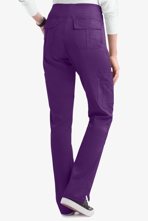 Butter-Soft STRETCH Women's 10-Pocket Active Yoga Scrub Pants - Eggplant - 4
