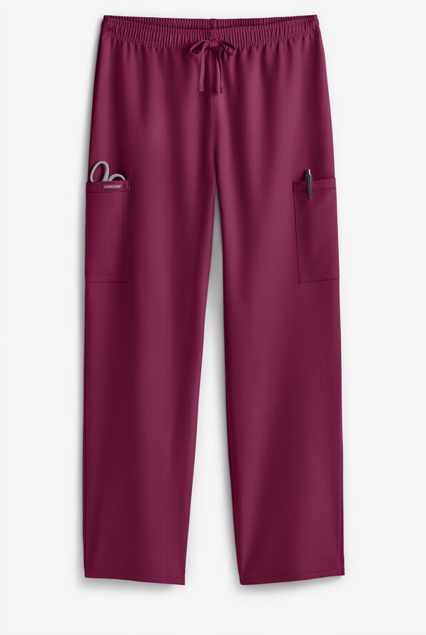 Cherokee Workwear Originals Ultra Unisex 3-Pocket Drawstring Straight Leg Scrub Pants - Wine - 2