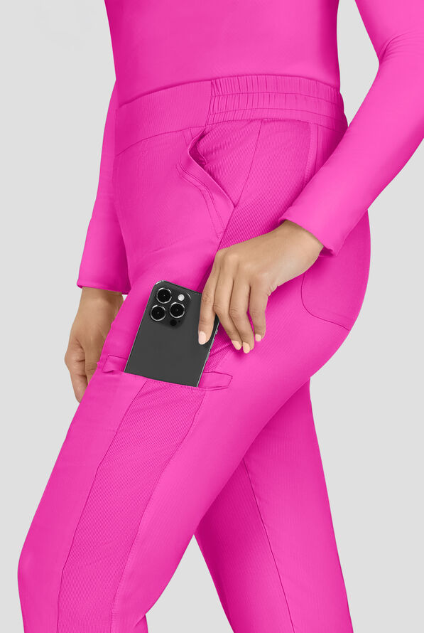 koi Lite&trade; Chessa Women's 6-Pocket Straight Leg Drawstring Scrub Pants - Hibiscus - 3