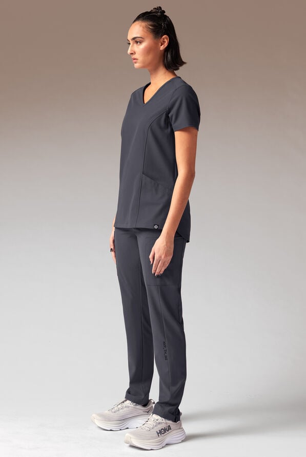 Hypothesis Dynama Y-Pant Women’s 7-Pocket Yoga-Inspired Scrub Pant - Pewter - 4