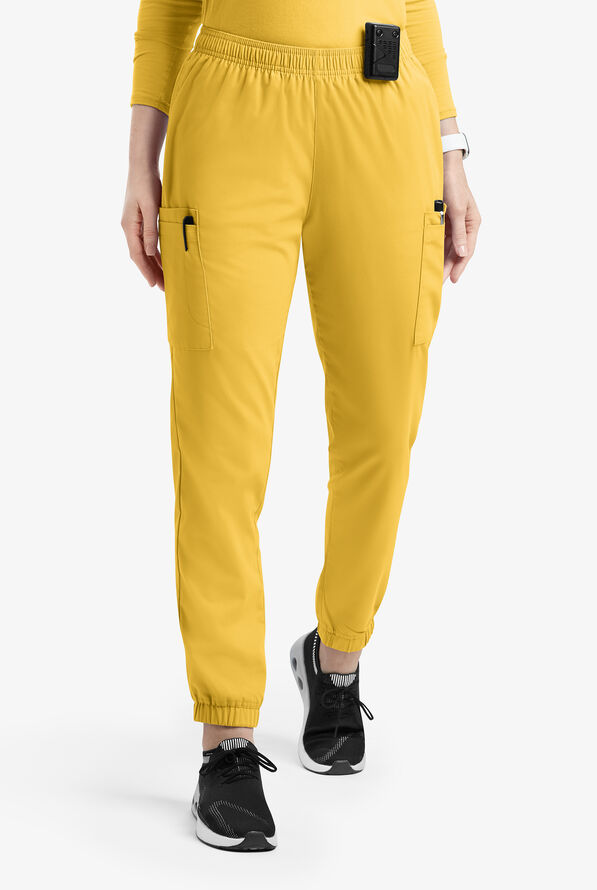 Pantalón médico Butter-Soft Originals estilo jogger cargo con 7 bolsillos y piernas pitillo para mujer - Warm Sun - 1