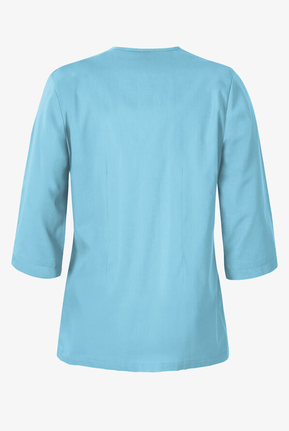 Butter-Soft STRETCH Women's 4-Pocket 3/4" Sleeve Round Neck Scrub Top - Poolside View - 4