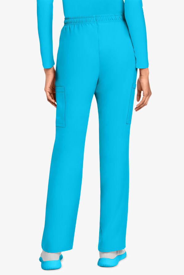 Cherokee Workwear Originals Ultra Women's 4-Pocket Drawstring Cargo Scrub Pants - Turquoise - 4