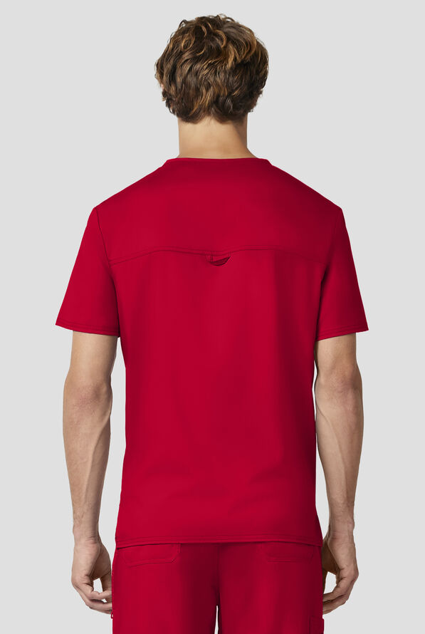 Camisa m&eacute;dica Cherokee Workwear Revolution con cuello en V y 1 bolsillo para hombre - Red - 3