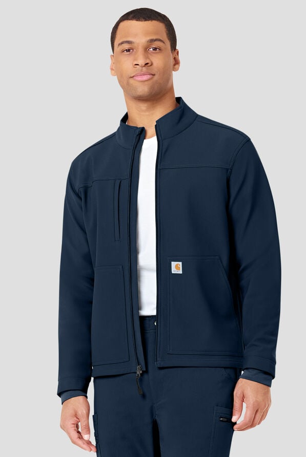Carhartt Force Rugged Flex Men's 3-Pocket Bonded Fleece Scrub Jacket - Navy - 2