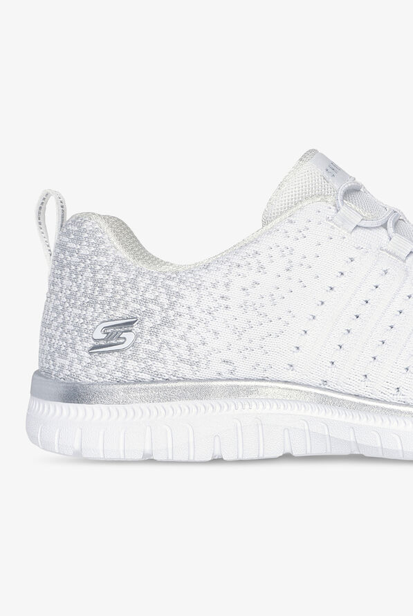 Skechers Sport Virtue Lucent Metallic White Knit Bungee Athletic Slip-On Nursing Shoes - null - 4