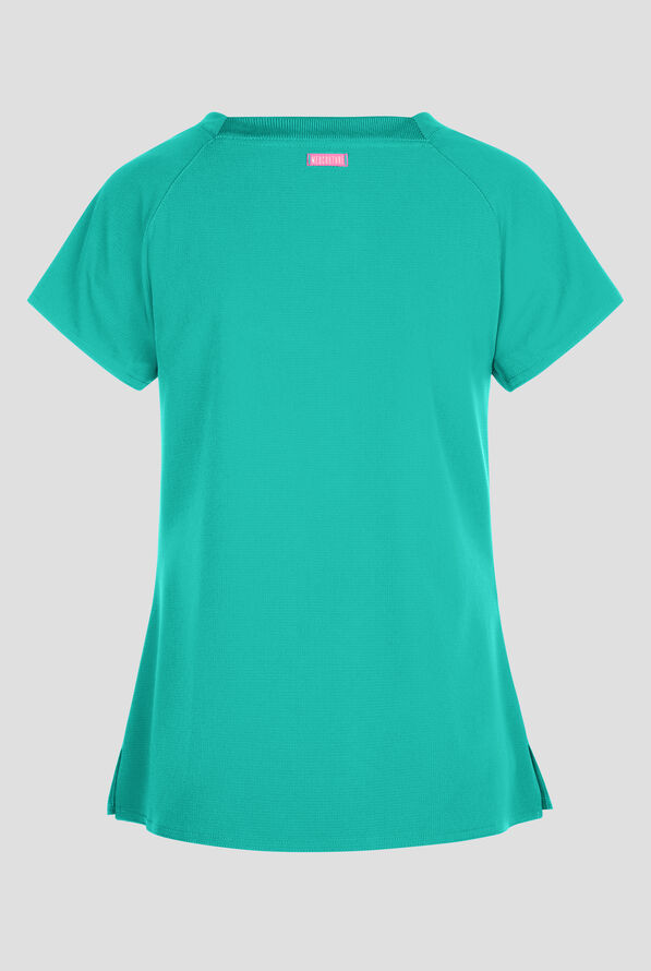 Blusa m&eacute;dica Med Couture Amp STRETCH con cuello cuadrado y 3 bolsillos para mujer - Teal Tonic - 4