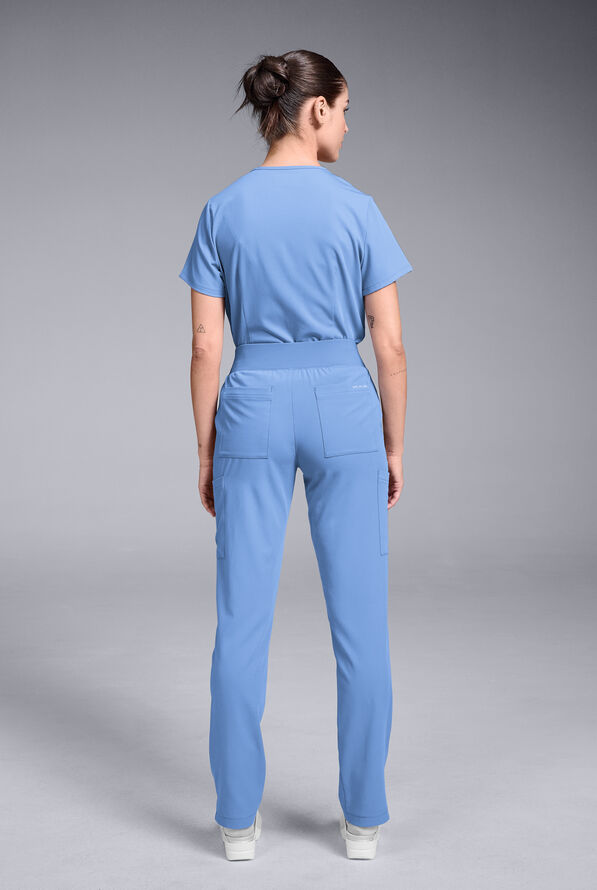 Hypothesis Women's Base 7-Pocket Straight Leg Cargo Scrub Pant - Petite - Ceil Blue - 2
