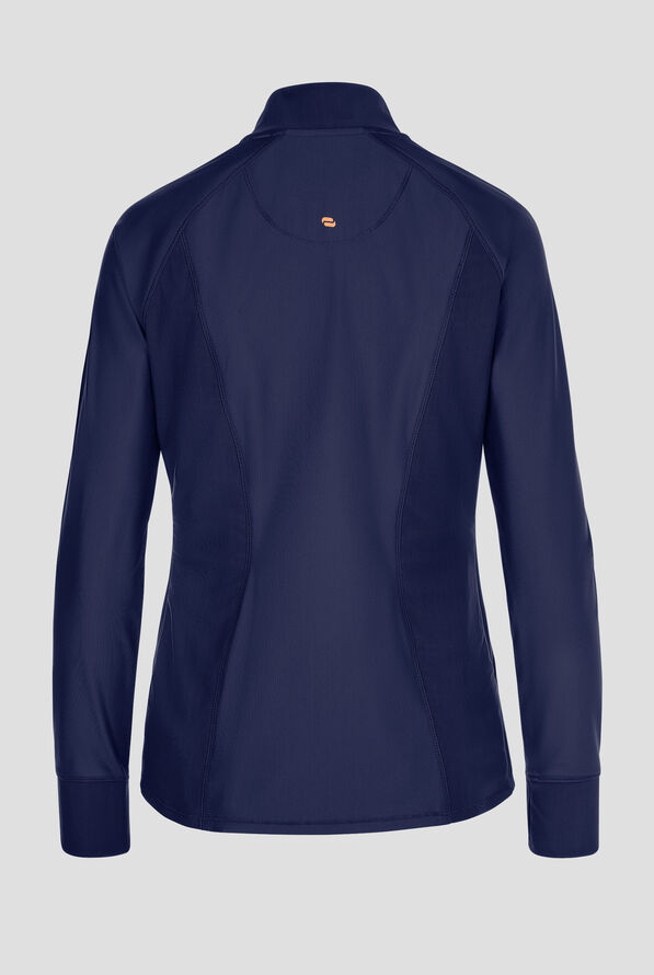 Infinity GNR8 Kinetic Knit Women's 2-Pocket STRETCH Warm-Up Scrub Jacket - Navy - 2