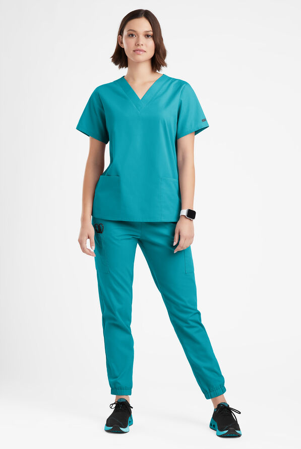 Butter-Soft Originals Women's 2-Pocket V-Neck Scrub Top - Teal - 2