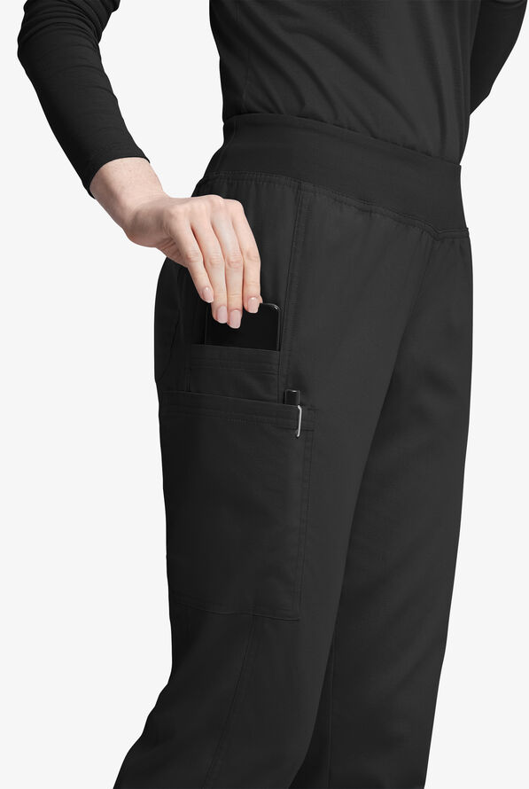 Pantalón médico Butter-Soft Originals de tiro medio estilo yoga con piernas entalladas y 5 bolsillos para mujer - Black - 2