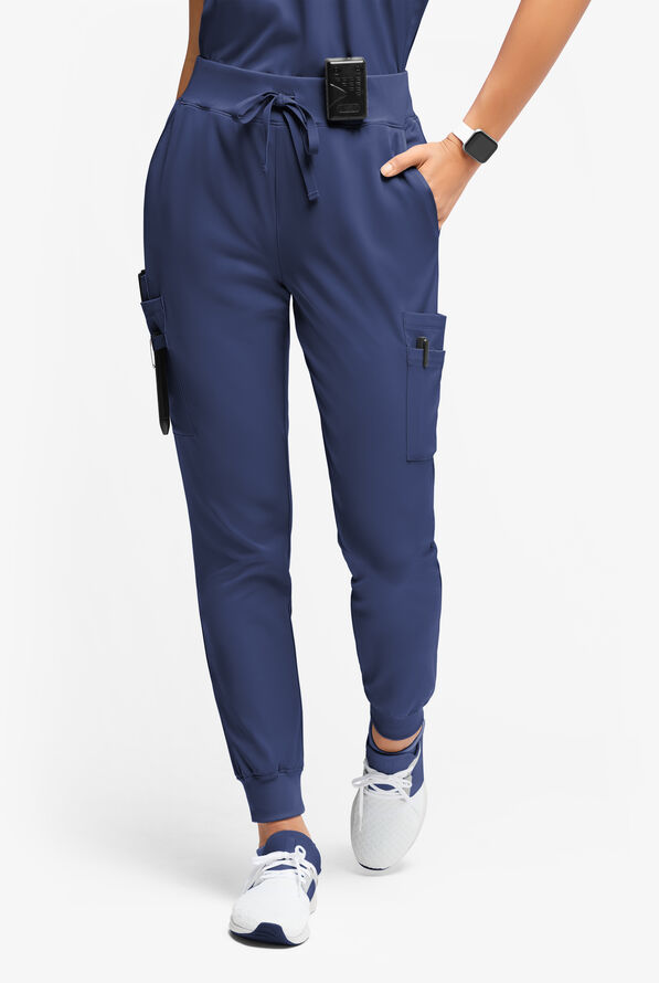 WhisperLite YARA Women's 10-Pocket Cargo Jogger Scrub Pants - Navy - 1