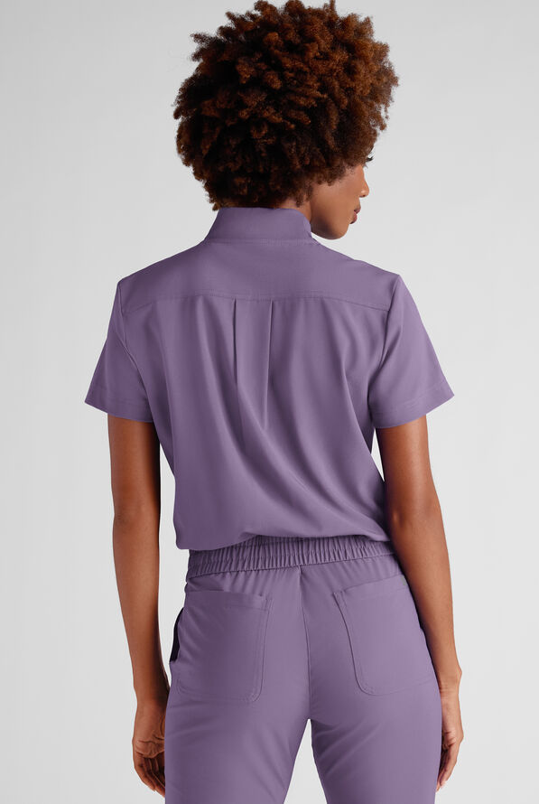 Easy STRETCH Nika Women's Zip Front Scrub Top– 2-Piece Jumpsuit Top - Purple Dusk - 5