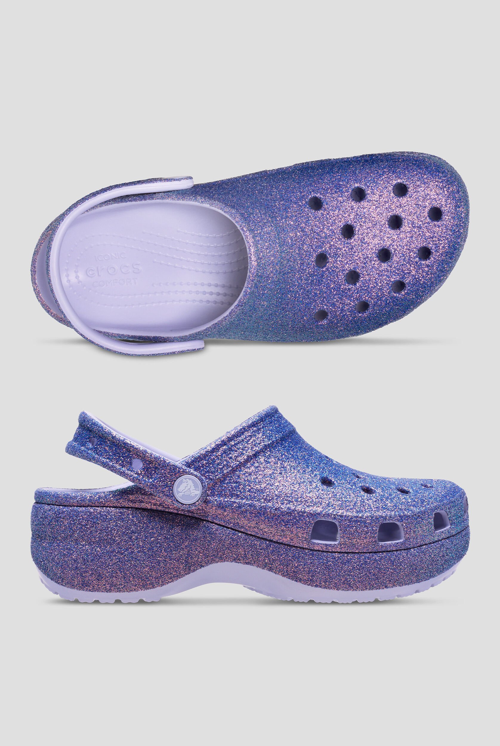 Crocs™ Women's Purple Moon Iridescent Glitter Platform Clog